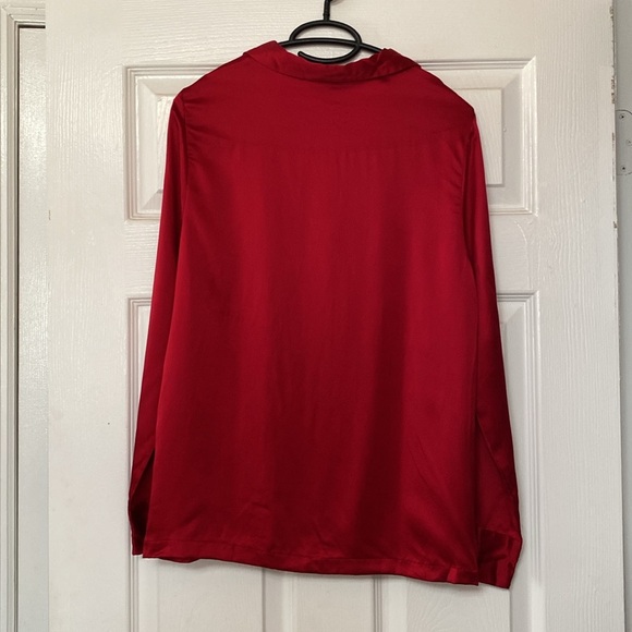 Neiman Marcus Intimates Red 100% Silk Pajamas 2pc Set Bottoms Pants Top Shirt - Picture 5 of 15